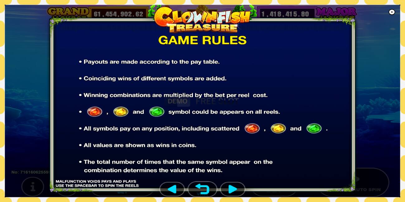 Demo slot Clown Fish Treasure free and without registration, picture - 1