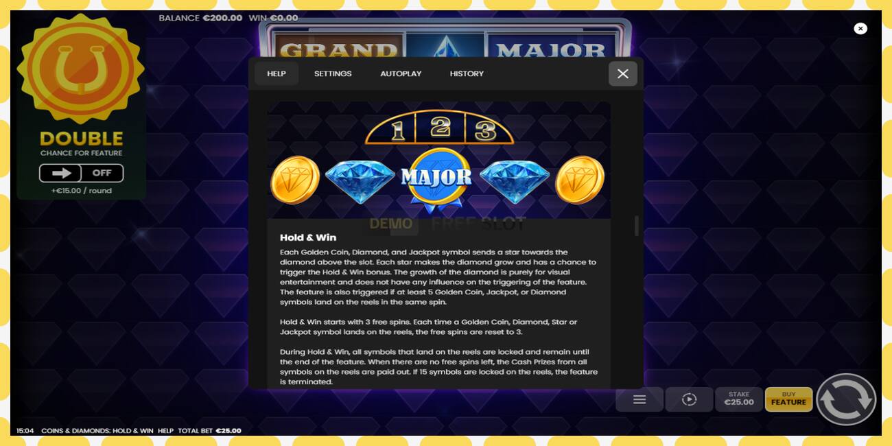 Demo yuvası Coins & Diamonds: Hold and Win ücretsiz ve kayıt olmadan, resim - 1