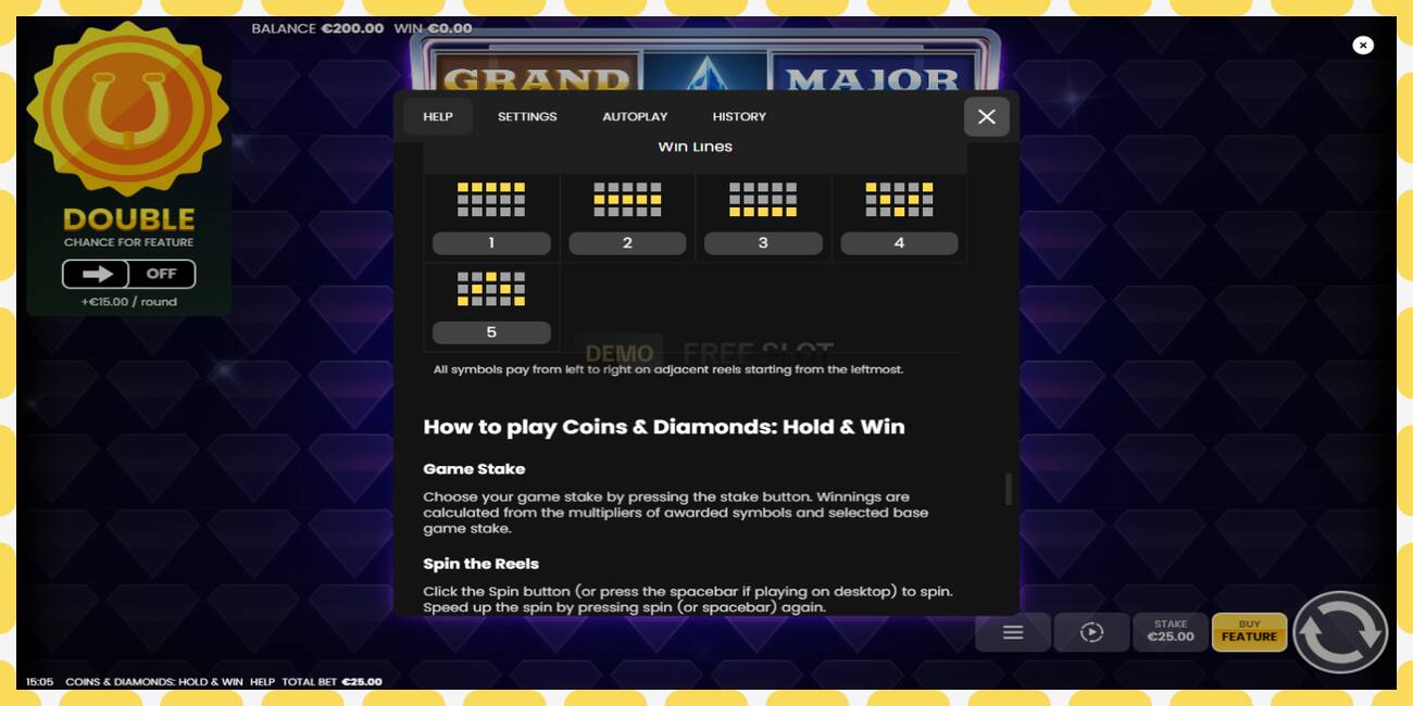 Demo yuvası Coins & Diamonds: Hold and Win ücretsiz ve kayıt olmadan, resim - 1