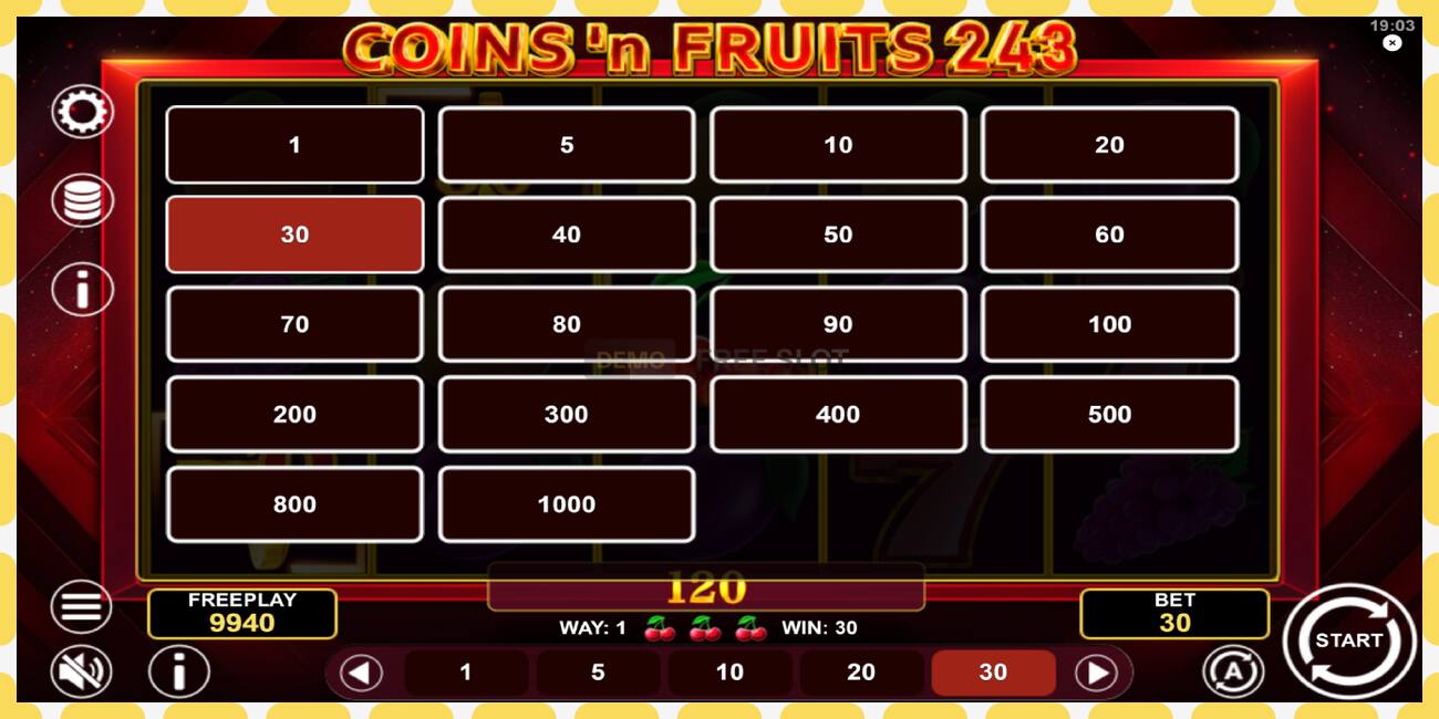 Demo-spor Coinsn Fruits 243 gratis og uten registrering, bilde - 1