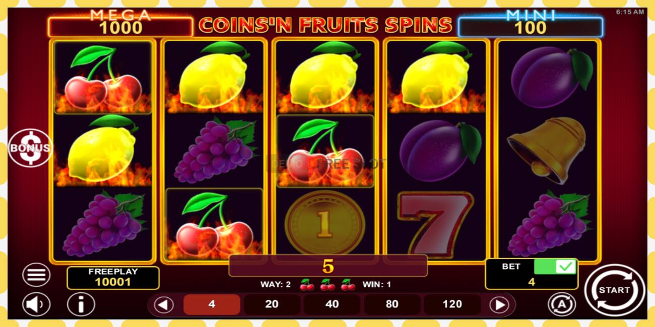 Demo slot Coinsn Fruits Spins free and without registration, picture - 1