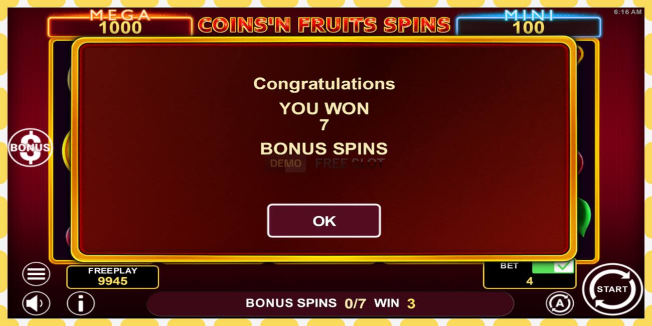 Demo slot Coinsn Fruits Spins free and without registration, picture - 1