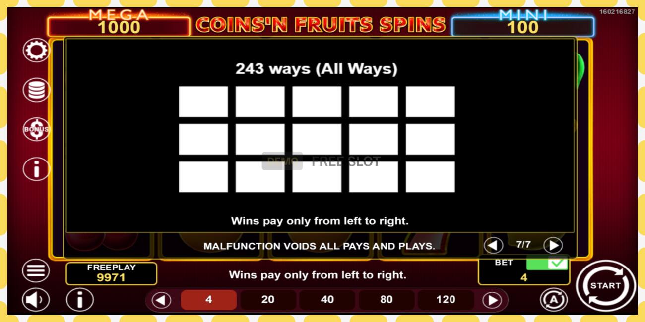 Demo slot Coinsn Fruits Spins free and without registration, picture - 1