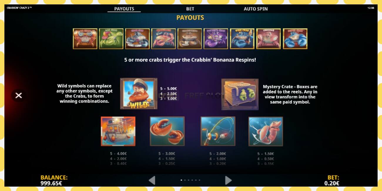 Demo slot Crabbin Crazy 2 free and without registration, picture - 1