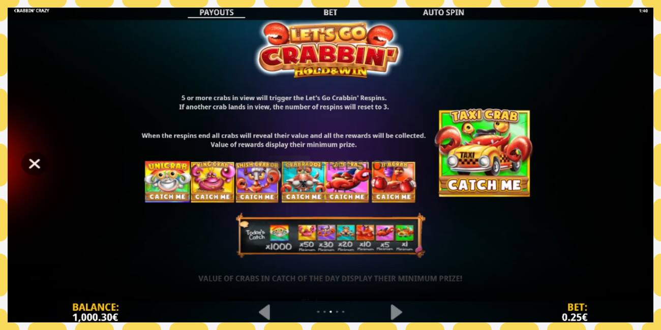 Demo slot Crabbin Crazy free and without registration, picture - 1