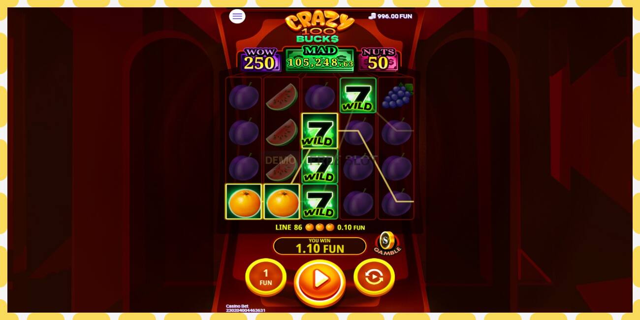 Demo slot Crazy 100 Bucks free and without registration, picture - 1