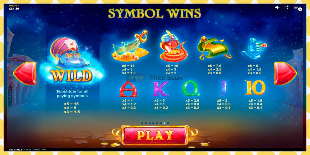 Demo slot Crazy Genie free and without registration, picture - 1