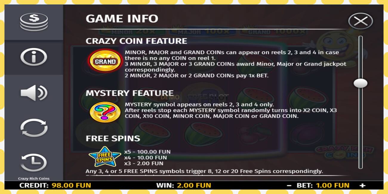 Demo slot Crazy Rich Coins free and without registration, picture - 1