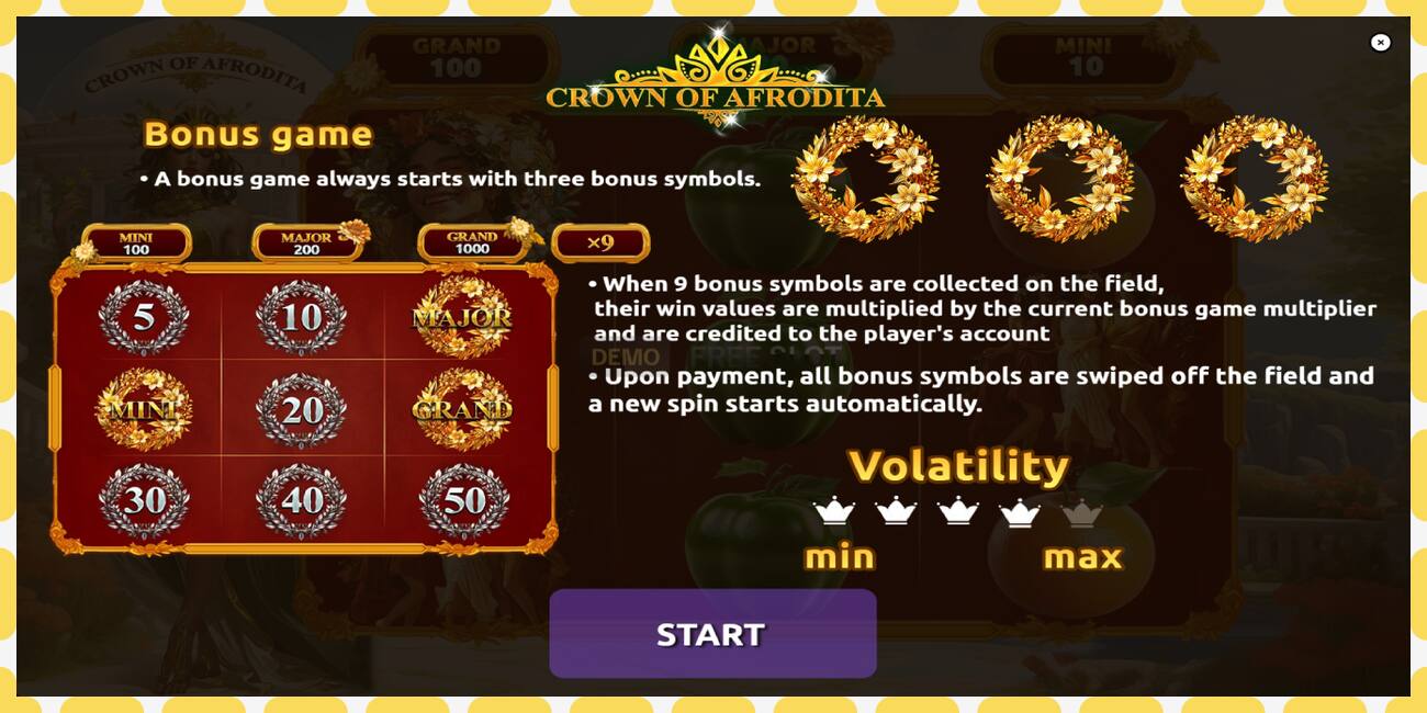 Demo slot Crown of Afrodita free and without registration, picture - 1