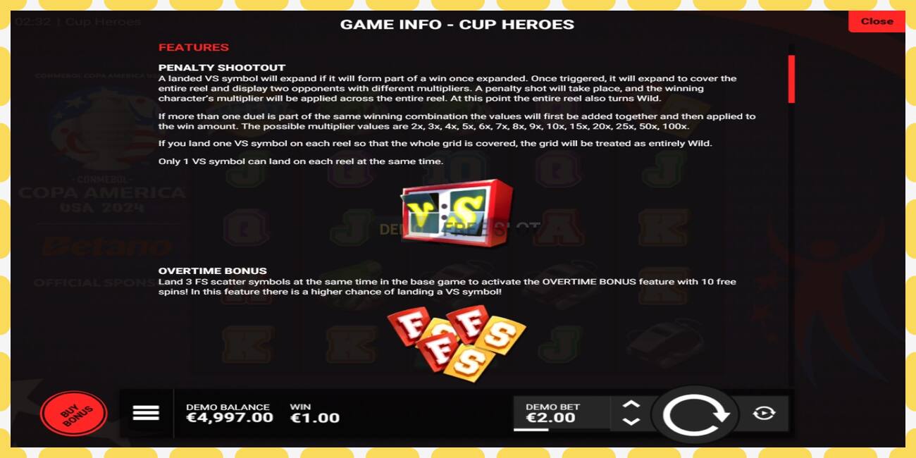 Demo slot Cup Heroes free and without registration, picture - 1