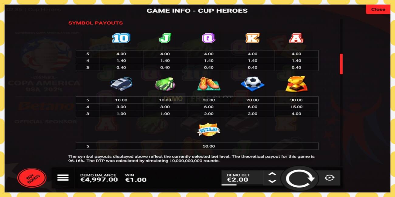 Demo slot Cup Heroes free and without registration, picture - 1