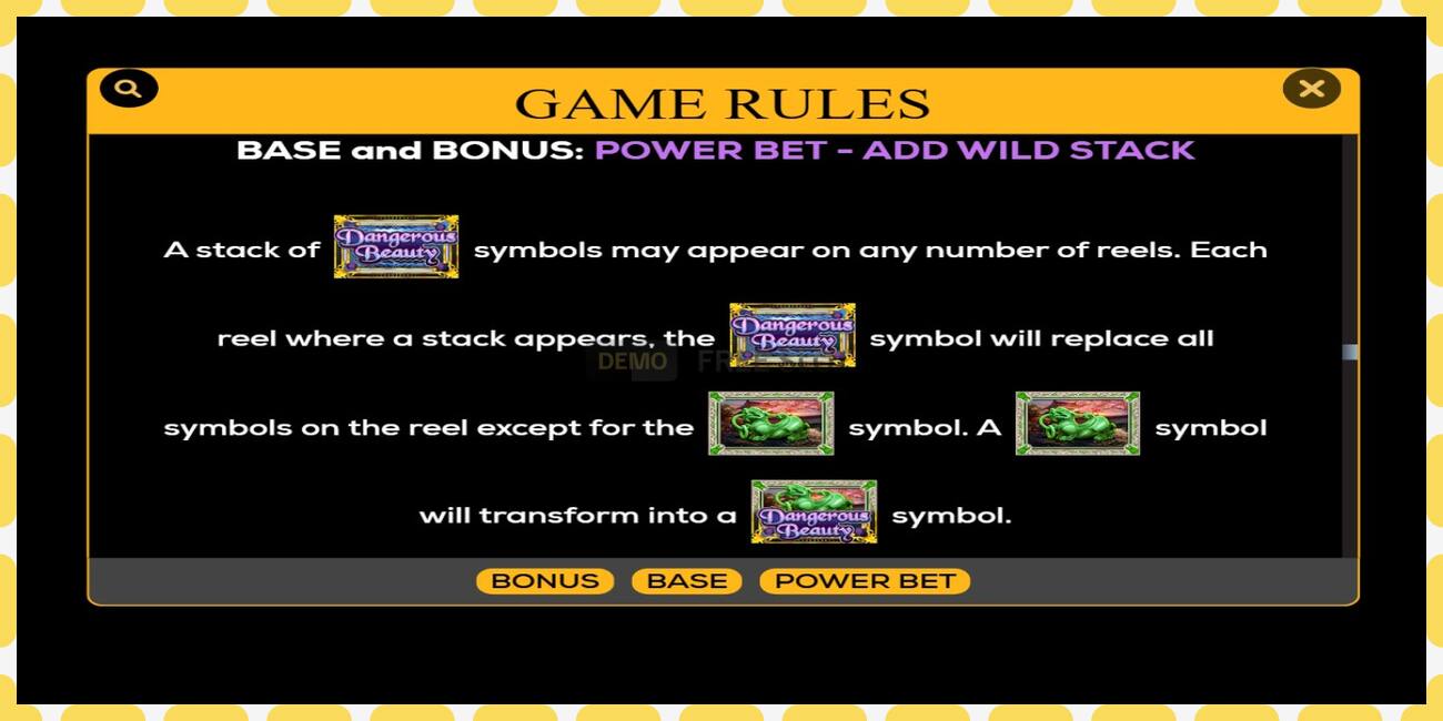 Demo slot Dangerous Beauty Power Bet free and without registration, picture - 1