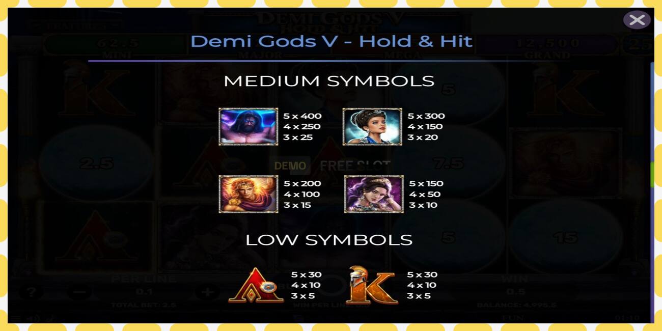 Demo slot Demi Gods V Hold & Hit free and without registration, picture - 1