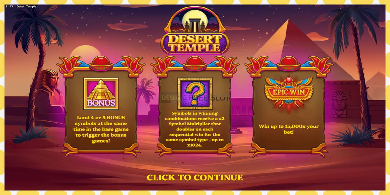 Demo slot Desert Temple free and without registration, picture - 1