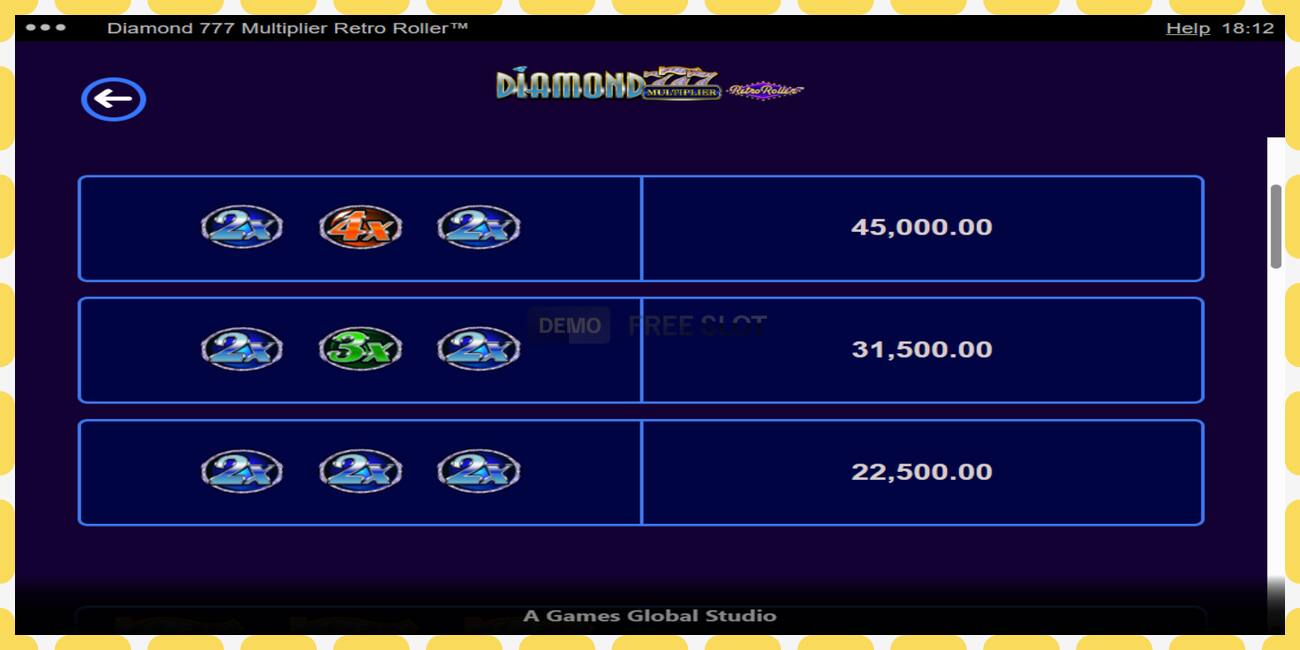 Demo slot Diamond 777 Multiplier Retro Roller ingyenes és regisztráció nélkül, kép - 1