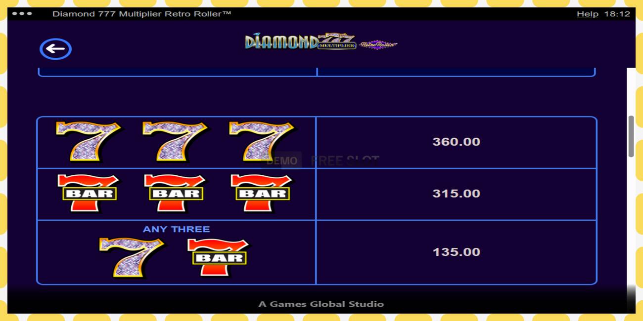 Demo slot Diamond 777 Multiplier Retro Roller ingyenes és regisztráció nélkül, kép - 1