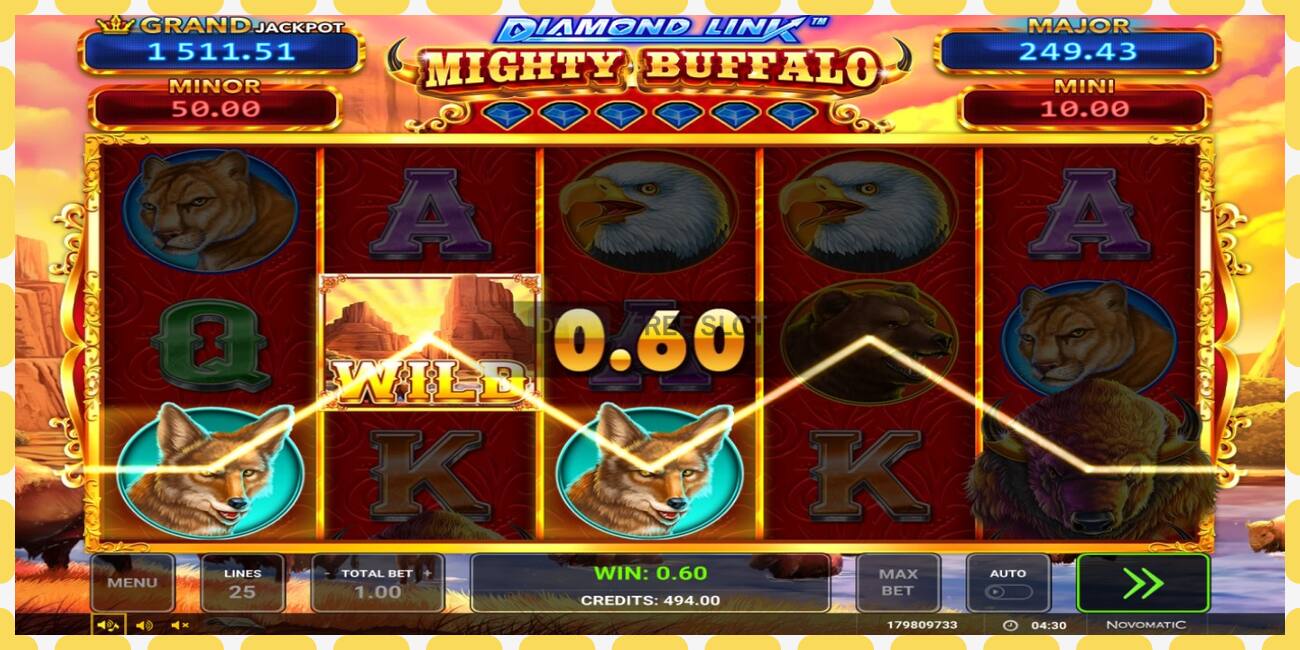 Demo slot Diamond Link Mighty Buffalo නොමිලේ සහ ලියාපදිංචියකින් තොරව, පින්තූරය - 1