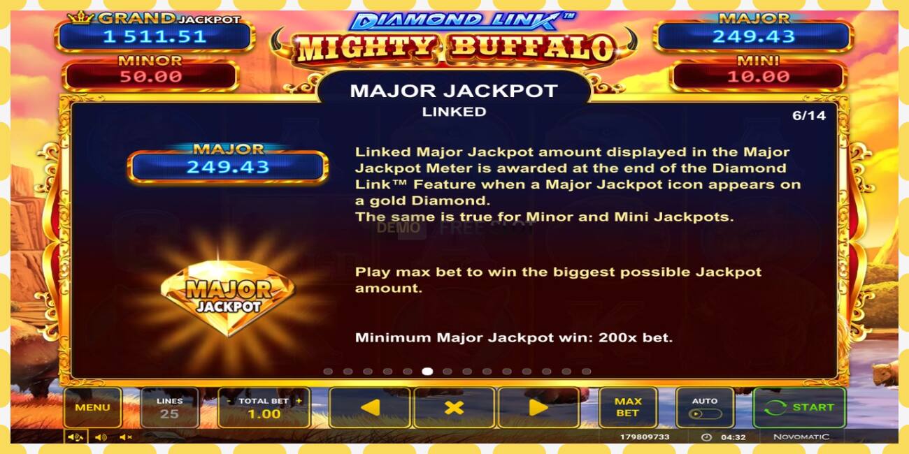 Demo slot Diamond Link Mighty Buffalo නොමිලේ සහ ලියාපදිංචියකින් තොරව, පින්තූරය - 1