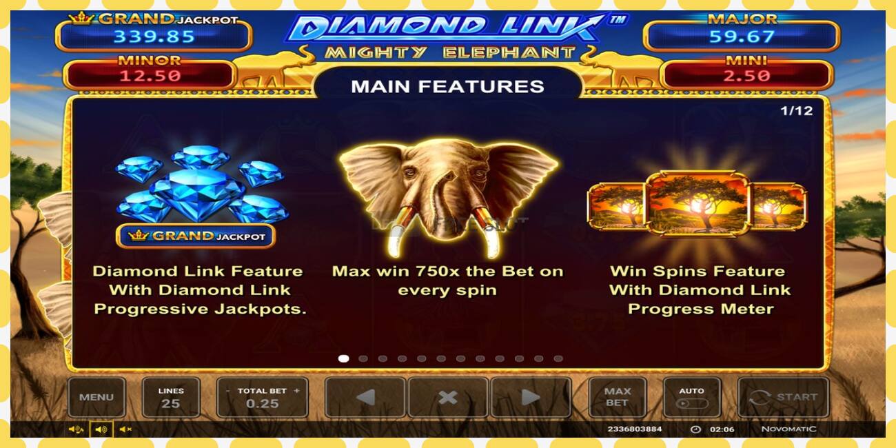 Demo-spor Diamond Link: Mighty Elephant gratis og uten registrering, bilde - 1