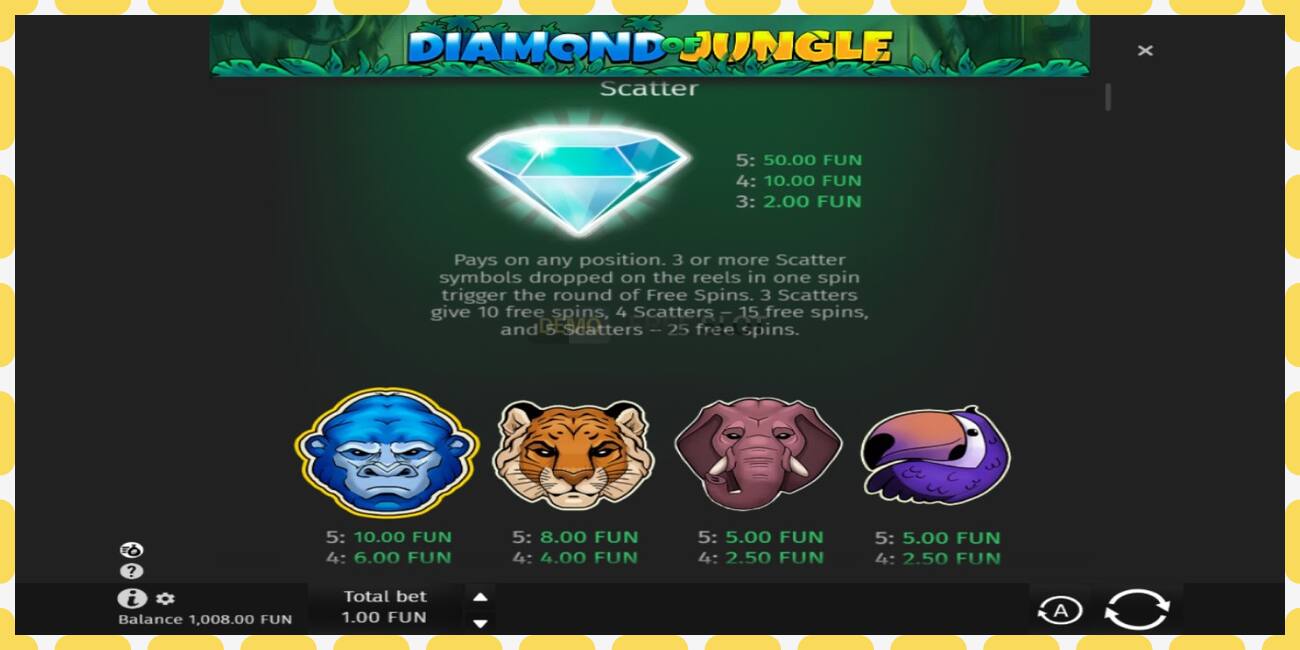 Demo lizdas Diamond of Jungle nemokamai ir be registracijos, paveikslėlį - 1