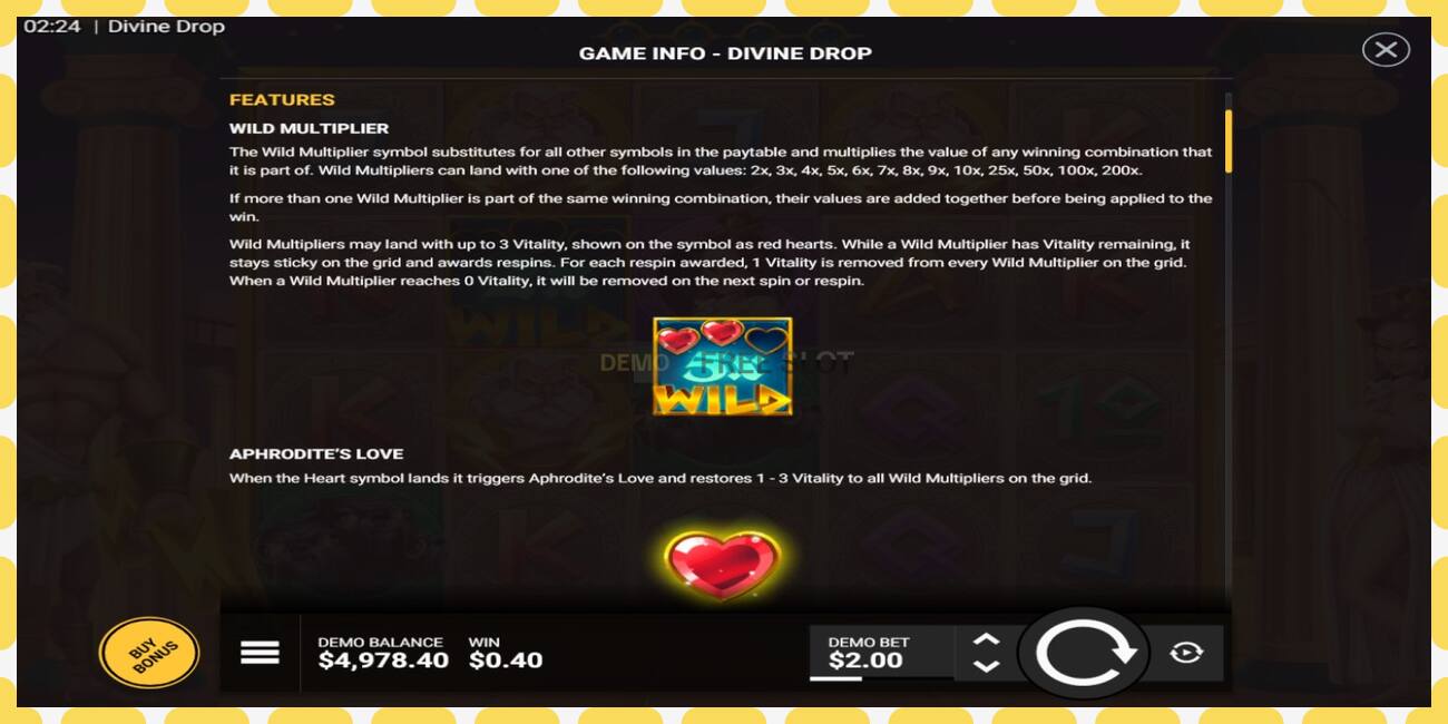 Demo slots Divine Drop bezmaksas un bez reģistrācijas, attēlu - 1