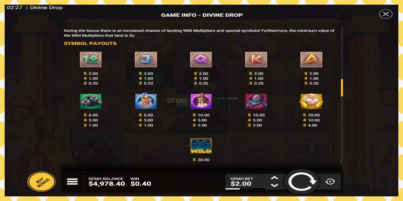 Demo slots Divine Drop bezmaksas un bez reģistrācijas, attēlu - 1