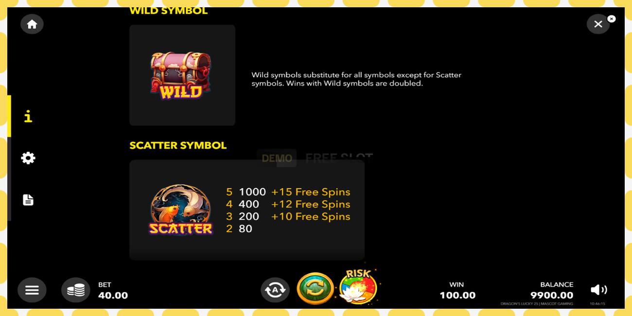 Demo slot Dragons Lucky 25 free and without registration, picture - 1