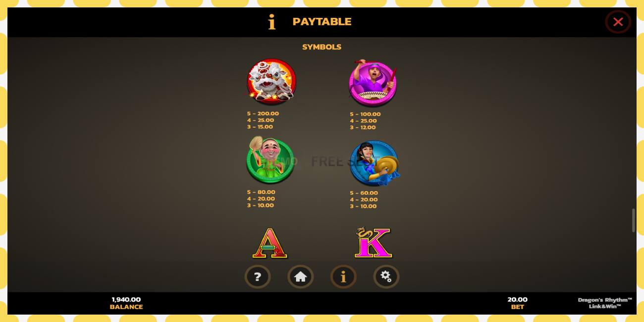 Slot dimostrativo Dragons Rhythm Link&Win gratuito e senza registrazione, immagine - 1