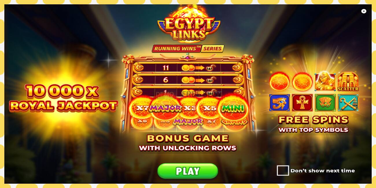 Demo slot Egypt Links: Running Wins free and without registration, picture - 1