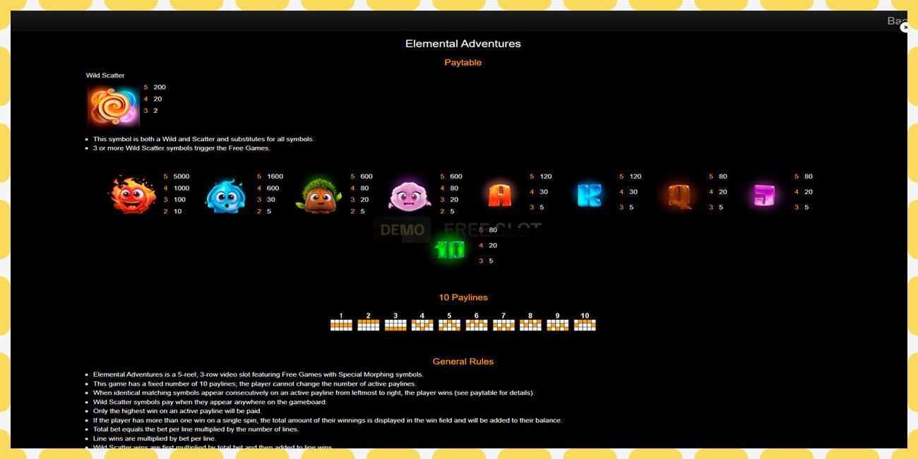 Demo slot Elemental Adventures free and without registration, picture - 1