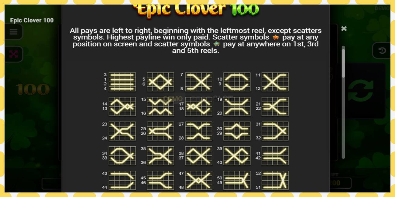 Demo-spor Epic Clover 100 gratis og uten registrering, bilde - 1