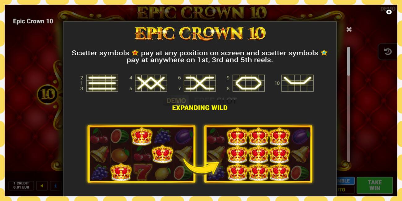 Demo slot Epic Crown 10 free and without registration, picture - 1