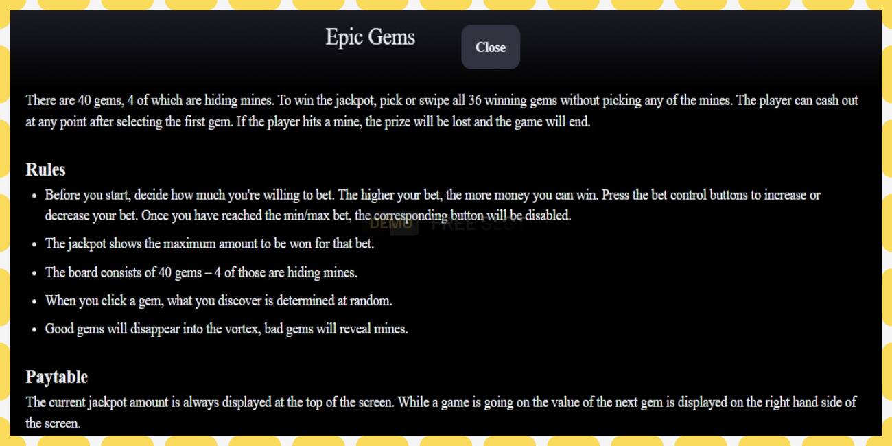 Demo slot Epic Gems free and without registration, picture - 1