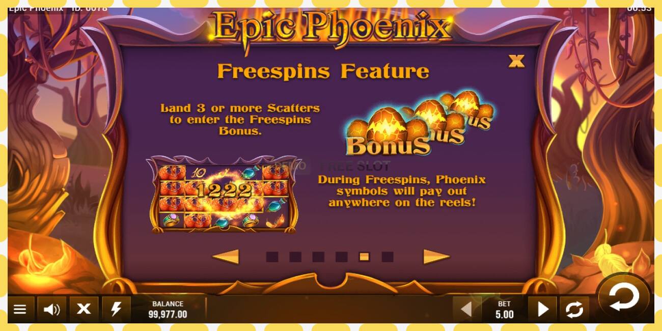 Demo slot Epic Phoenix free and without registration, picture - 1