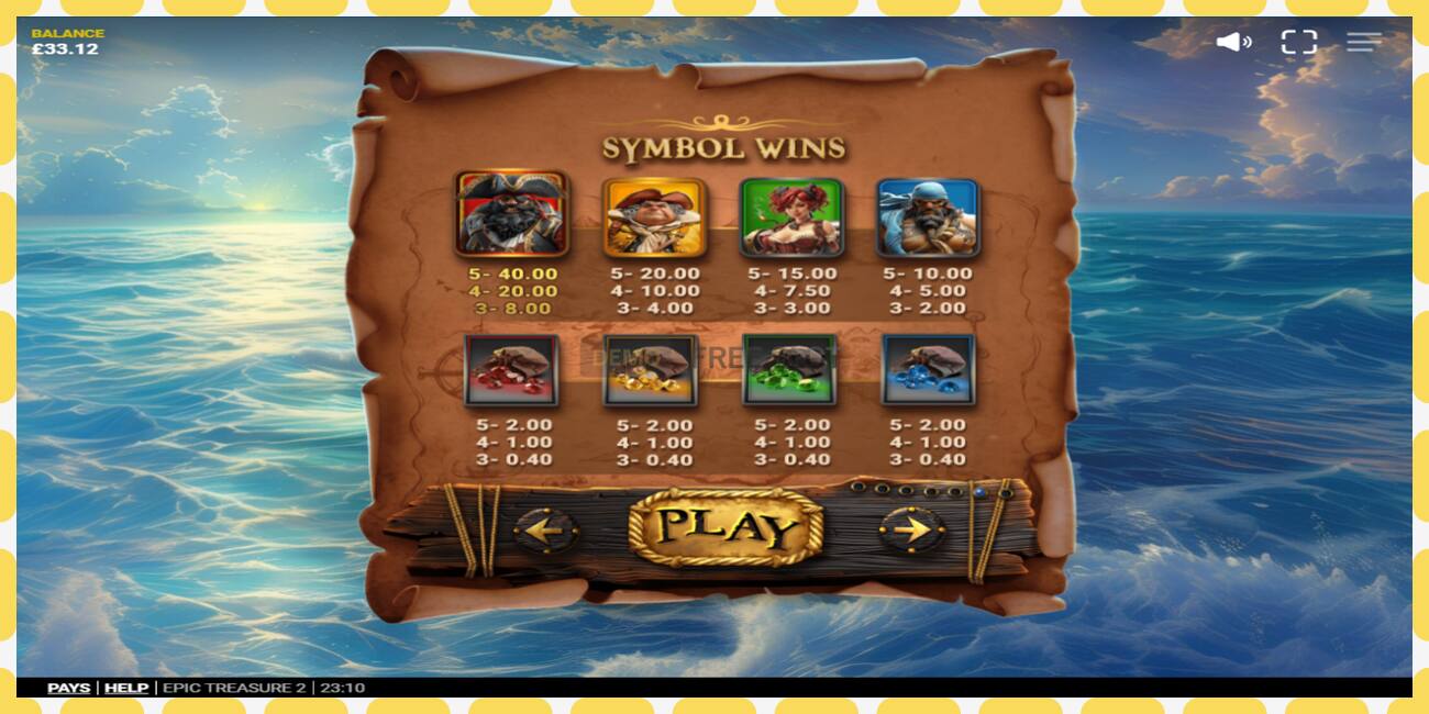 Demo slot Epic Treasure 2 free and without registration, picture - 1