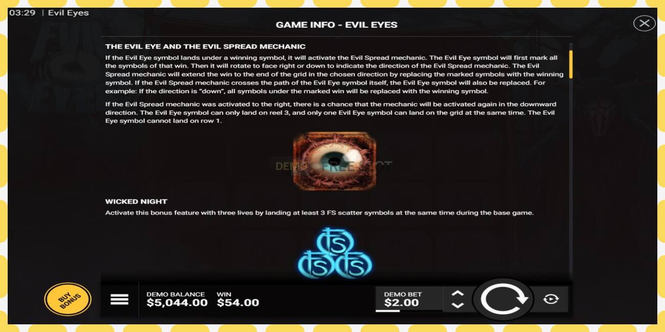 Demo slot Evil Eyes free and without registration, picture - 1