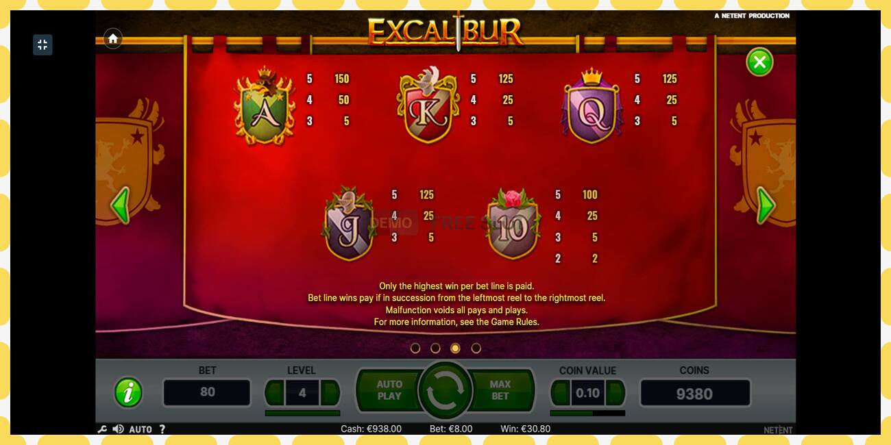 Demo slot Excalibur free and without registration, picture - 1