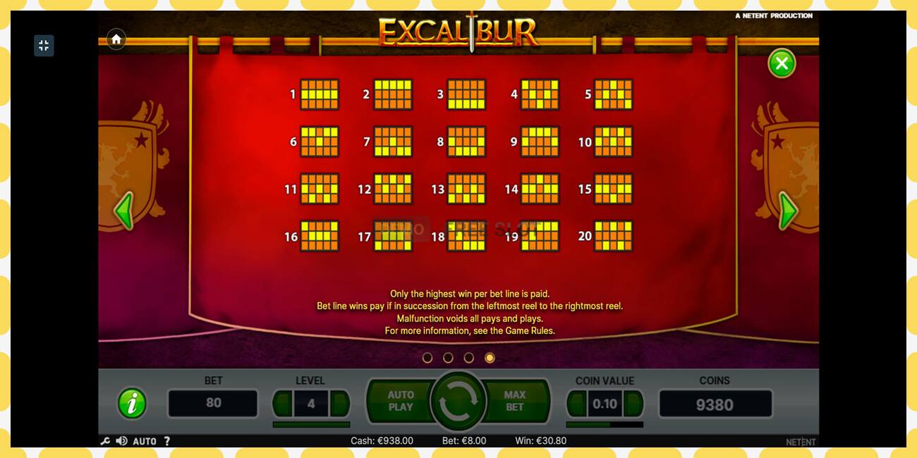 Demo slot Excalibur free and without registration, picture - 1