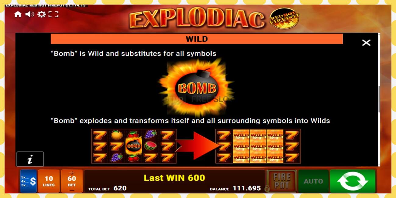 Demo slot Explodiac Red Hot Firepot free and without registration, picture - 1