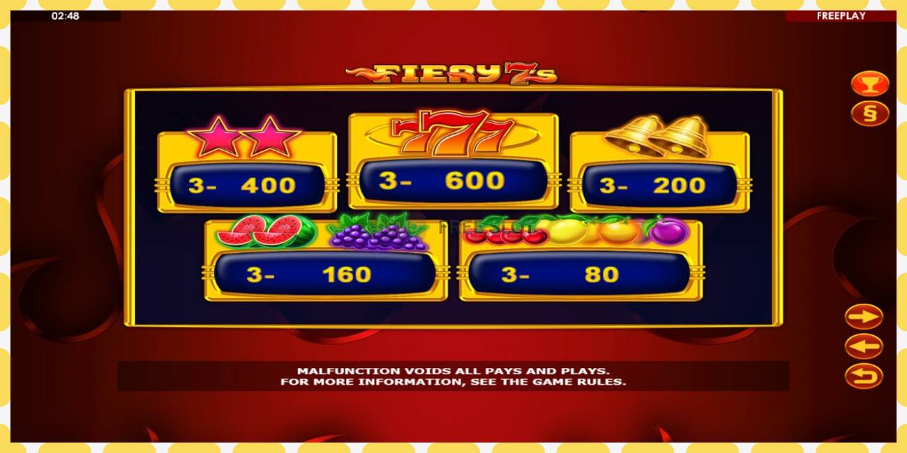 Demo slot Fiery 7s free and without registration, picture - 1