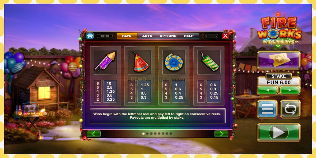 Slot de demostración Fireworks Megaways gratuíto e sen rexistro, imaxe - 1