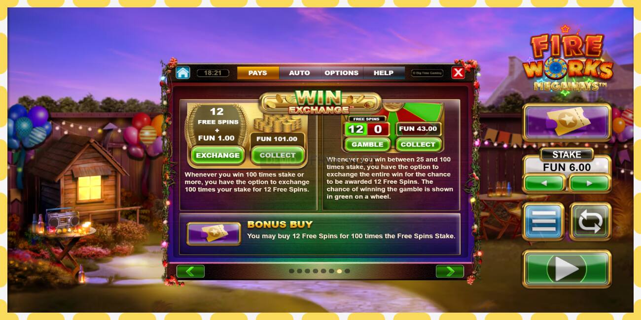 Demo-slot Fireworks Megaways gratis en zonder registratie, afbeelding - 1