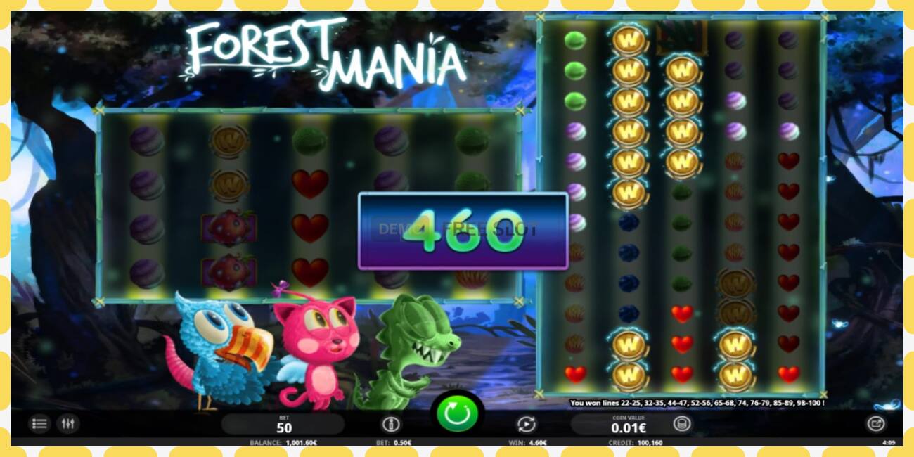 រន្ធដោតសាកល្បង Forest Mania ឥតគិតថ្លៃនិងដោយគ្មានការចុះឈ្មោះ, រូបភាព - ១