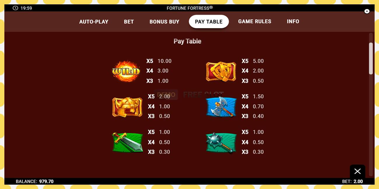 Demo slot Fortune Fortress නොමිලේ සහ ලියාපදිංචියකින් තොරව, පින්තූරය - 1