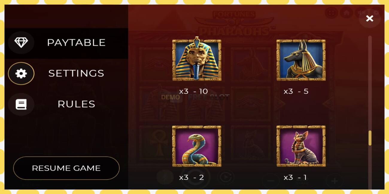 Demo slot Fortunes of Pharaohs free and without registration, picture - 1