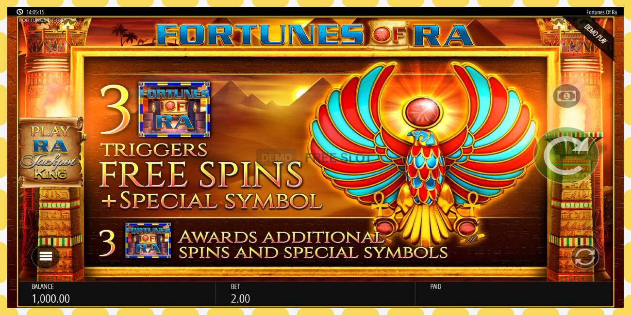 Demo slot Fortunes of Ra free and without registration, picture - 1