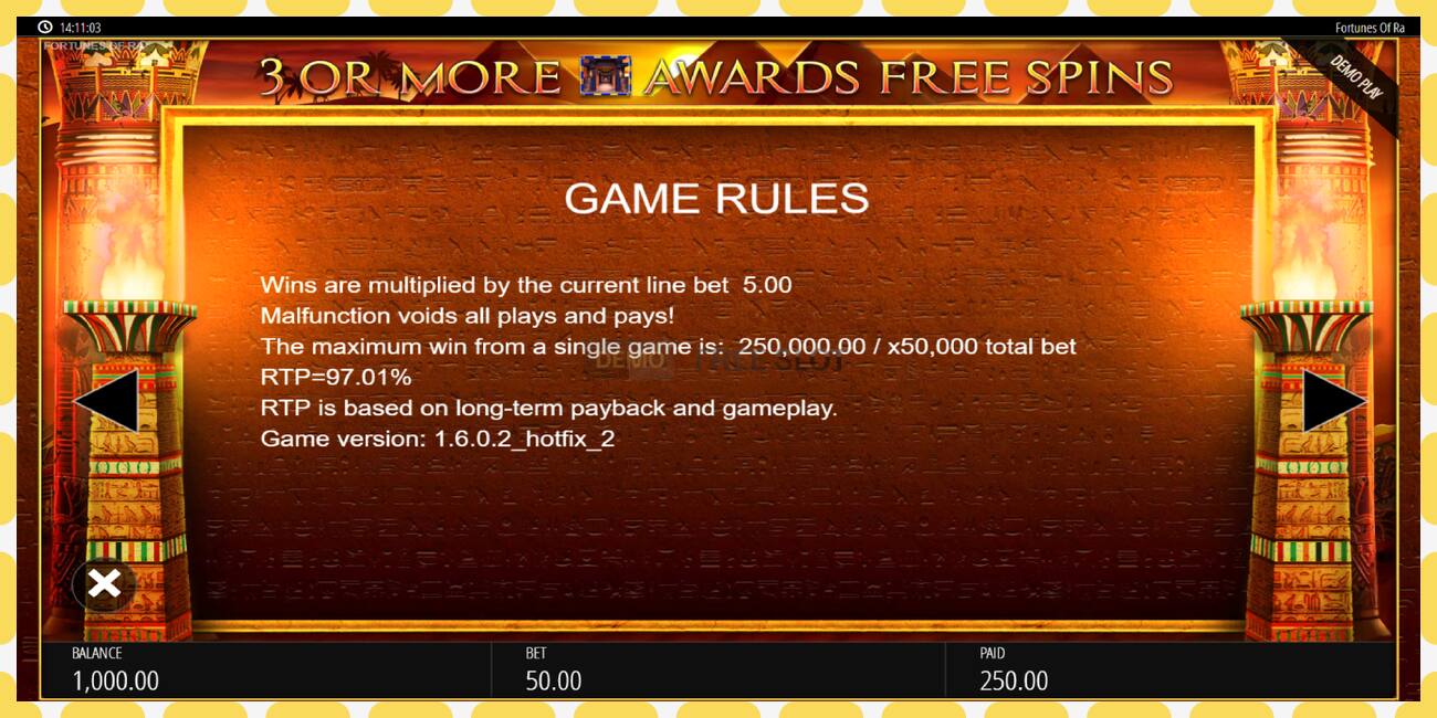 Demo slot Fortunes of Ra free and without registration, picture - 1