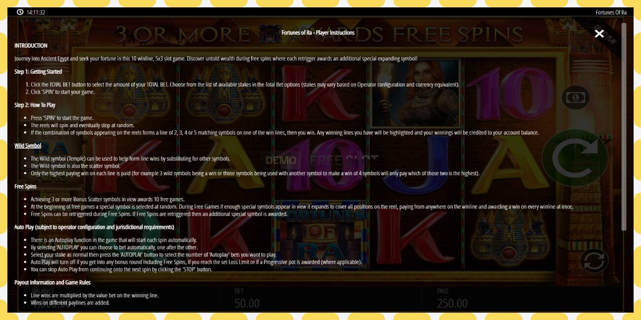 Demo slot Fortunes of Ra free and without registration, picture - 1