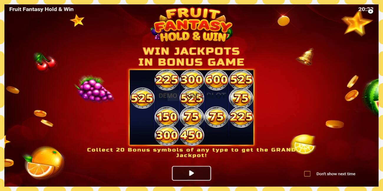 डेमो स्लॉट Fruit Fantasy Hold & Win विनामूल्य आणि नोंदणीशिवाय, चित्र - १