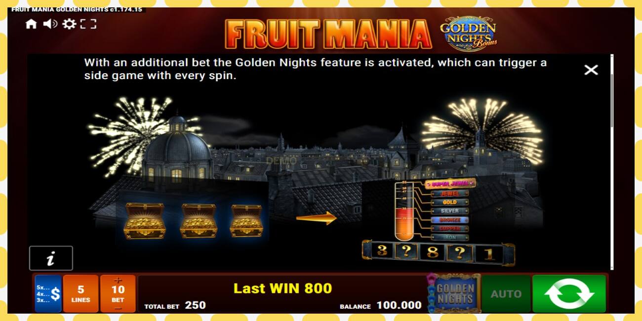 Demo slot Fruit Mania Golden Nights free and without registration, picture - 1